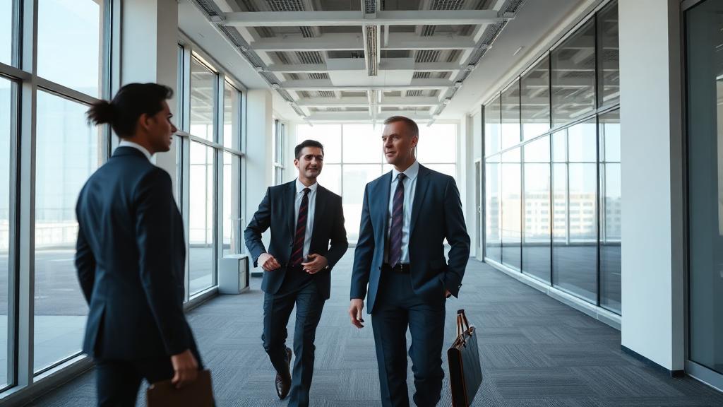 Commercial real estate agents providing tenant services — showing office space to business tenants in Doral